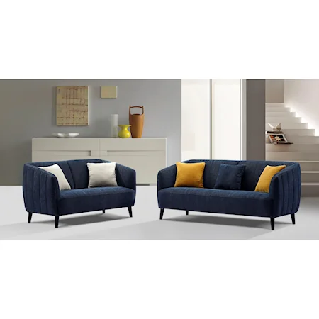 Sofa and Loveseat Set with Curved Arms